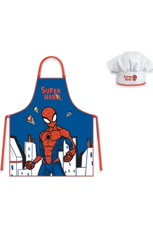 Brandmac Kids Apron + Hat - Spiderman 003 Home Meal Time Baking & Cooking Aprons Multi/patterned