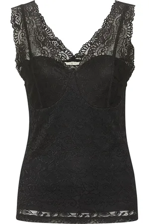 Cream Crglaze Long Top Tops T-shirts & Tops Sleeveless Black
