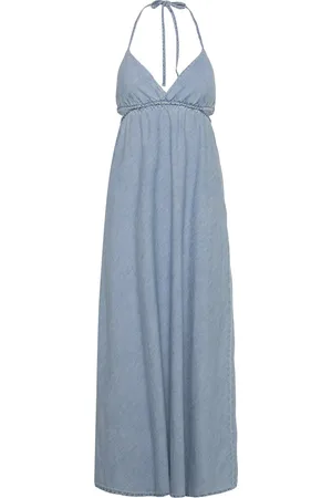 Gina Tricot Open Back Denim Dress Maksimekko Juhlamekko Blue