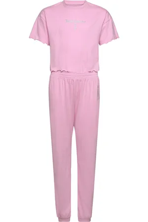 Juicy Couture Marl Lounge Ss Crop Top And Cuff Jogger Sets Sets With Short-sleeved T-shirt Pink