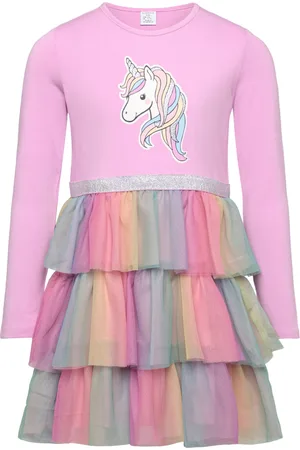 Lindex Dress L S Unicorn And Mesh Ski Dresses & Skirts Dresses Casual Dresses Long-sleeved Casual Dresses Pink