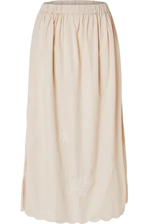 SELECTED Slfmelli Hw Ankle Skirt B Skirts Maxi Skirts Cream