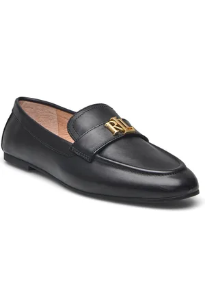 Ralph Lauren Averi Iii Burnished Leather Loafer Shoes Flat Loafers Black
