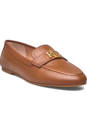 Ralph Lauren Averi Iii Burnished Leather Loafer Shoes Flat Loafers Brown