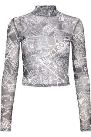 Hugo Blue Dasori_B Tops T-shirts & Tops Long-sleeved Grey