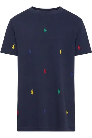 Ralph Lauren Polo Pony Cotton Mesh Tee Tops T-shirts Short-sleeved Navy