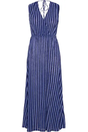 MANGO Stripe-Print Dress With Bow Maksimekko Juhlamekko Blue