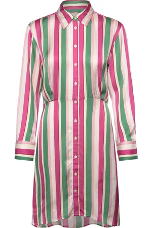 GANT Striped Waist Shirt Dress Polvipituinen Mekko Pink