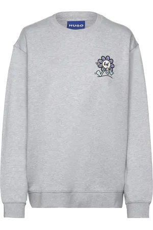 Hugo Blue Over D Crew_B Tops Sweat-shirts & Hoodies Sweat-shirts Grey