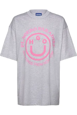 Hugo Blue Over D Tee_B_1 Tops T-shirts & Tops Short-sleeved Grey
