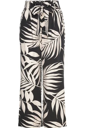 MANGO Printed Trousers With Bow Bottoms Trousers Wide Leg Black