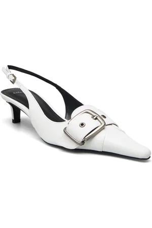 MANGO Heeled Shoes With Buckle Fastening Shoes Sling Backs Heeled Slingbacks White