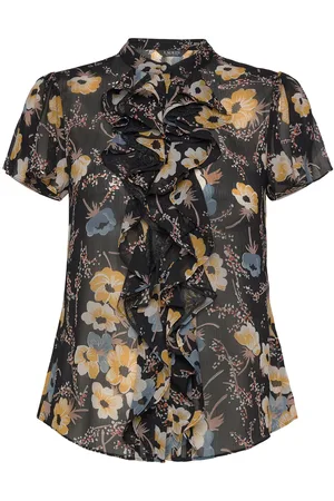 Ralph Lauren Floral Ruffle-Trim Georgette Blouse Tops Blouses Short-sleeved Multi/patterned