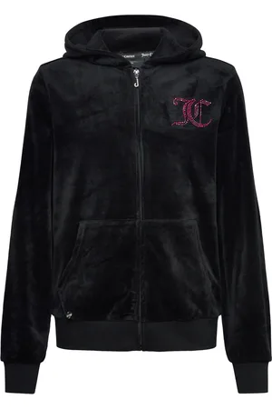 Juicy Couture Luxe Diamante Zip Thru Hoodie Tops Sweat-shirts & Hoodies Hoodies Black