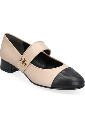 Tory Burch Cap-Toe Mary Jane Heel Ballet 25Mm Shoes Mary Jane Shoe Beige