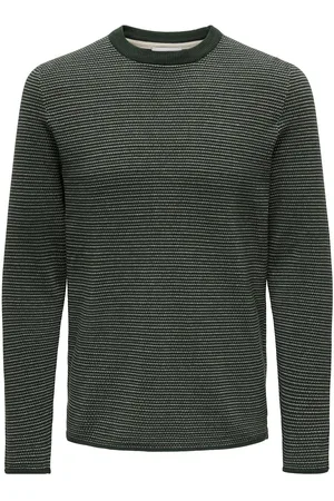 Only & Sons Onsniguel Reg 12 Stripe Crew Knit Tops Knitwear Round Necks Green