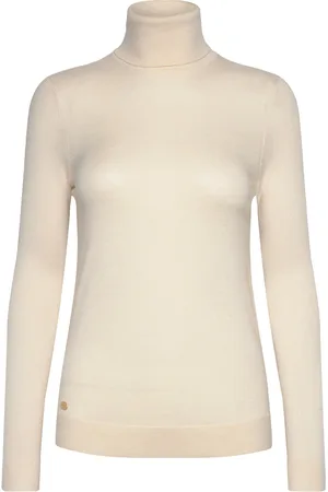 Ralph Lauren Silk-Blend Turtleneck Sweater Tops Knitwear Turtleneck Cream