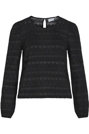 VILA Vichikka O-Neck L/S Top Tops T-shirts & Tops Long-sleeved Black