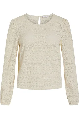 VILA Vichikka O-Neck L/S Top Tops T-shirts & Tops Long-sleeved Cream