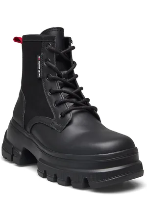 Tommy Hilfiger Tjw Chunky Lace Up Boot Mix Mat Shoes Boots Ankle Boots Laced Boots Black