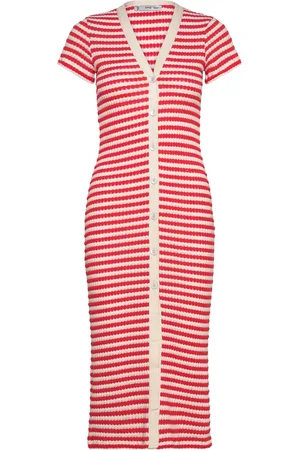 MANGO Button Crochet Dress Polvipituinen Mekko Red