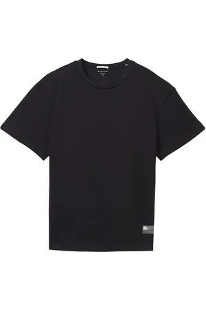 TOM TAILOR Over Printed T-Shirt Tops T-shirts Short-sleeved Black