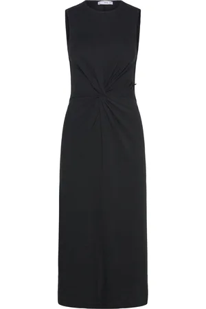 MANGO Midi-Dress With Draped Detail Polvipituinen Mekko Black
