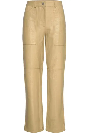 Stella Nova Leather Pants Bottoms Trousers Leather Leggings-Housut Yellow