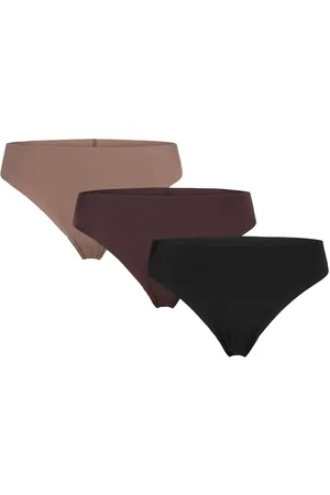 Lindex 3 P Thong Active Wear Stringit Alusvaatteet Brown