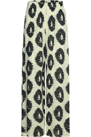 MANGO Wideleg Printed Trousers Bottoms Trousers Wide Leg Green