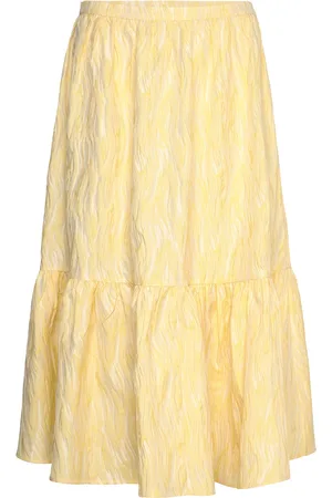 Stella Nova Jacquard Wave Midi Skirt Designers Knee-length & Midi Yellow