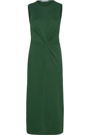 MANGO Midi-Dress With Draped Detail Polvipituinen Mekko Green