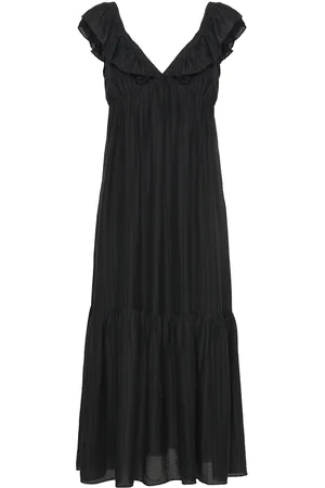 MANGO Textured Ruffled Dress Maksimekko Juhlamekko Black