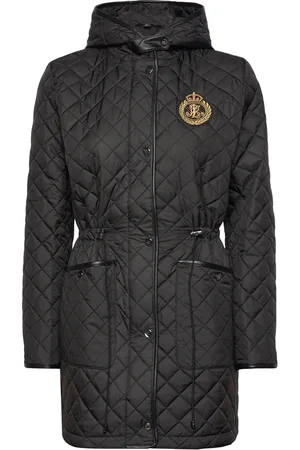 Ralph Lauren Crest-Patch Diamond-Quilted Hooded Coat Tikkitakki Black
