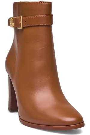 Ralph Lauren Bailey Burnished Leather Bootie Shoes Boots Ankle Boots Ankle Boots With Heel Brown