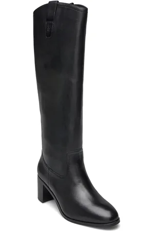 Ralph Lauren Carla Burnished Leather Ridingtk! Boot Korkeavartiset Saapikkaat Black
