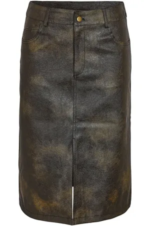 Noisy May Nmarmy Pu Nw Front Slit Midi Skirt Wvn Polvipituinen Hame Green