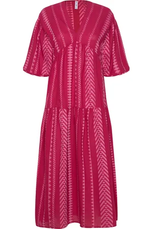 MANGO Geometric Print Midi Dress Polvipituinen Mekko Pink