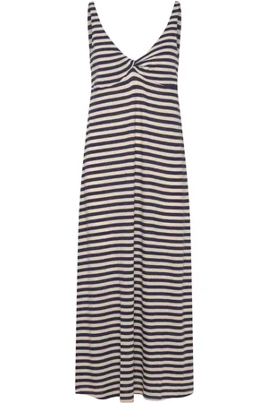 MANGO Linen Dress With Knot Detail Polvipituinen Mekko Navy