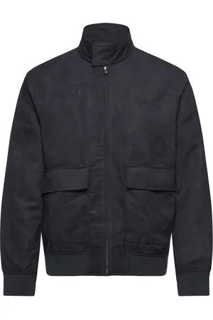 MANGO Suede-Effect Jacket With Zip Ohut Takki Navy