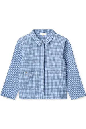 Liewood Kory Seersucker Check Shirt Tops Shirts Long-sleeved Shirts Blue