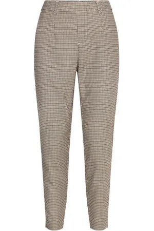 Object Objlisa Slim Pant Aop Noos Bottoms Trousers Slim Fit Trousers Beige