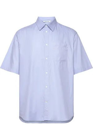 WoodWood Aaron Ss Shirt Designers T-shirts Short-sleeved Blue