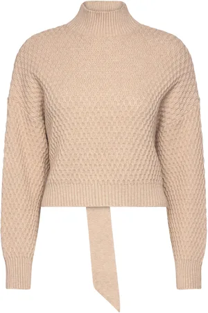 Norr Mathilde Bow Knit Top Tops Knitwear Jumpers Beige