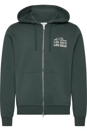 Les Deux Triple Zipper Hoodie Tops Sweat-shirts & Hoodies Hoodies Green