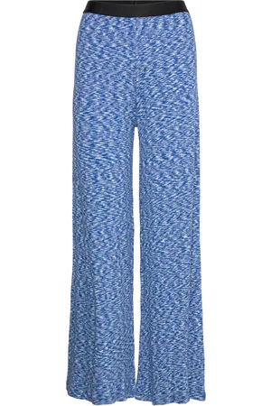 Mads Norgaard 2X2 Cotton Space Veran Pants Bottoms Trousers Wide Leg Blue