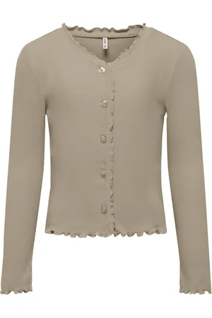 ONLY Koglaila L/S Button Top Jrs Tops T-shirts Long-sleeved T-shirts Beige