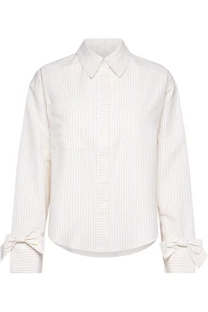 Norr Poppa Bow Shirt Tops Shirts Long-sleeved Cream