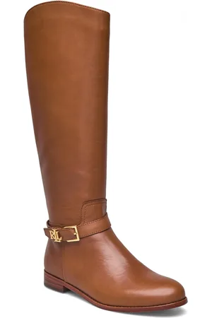 Ralph Lauren Brooke Burnished Leather Riding Boot Korkeavartiset Saapikkaat Brown