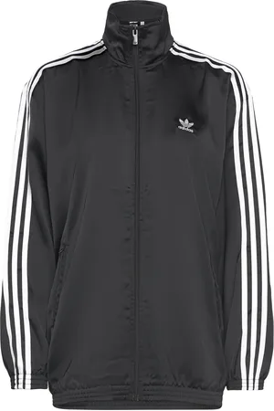 adidas Track Top Satin Loose Sport Women Sport Clothing Sport Sweat-shirts & Hoodies Sport Sweat-shirts Black